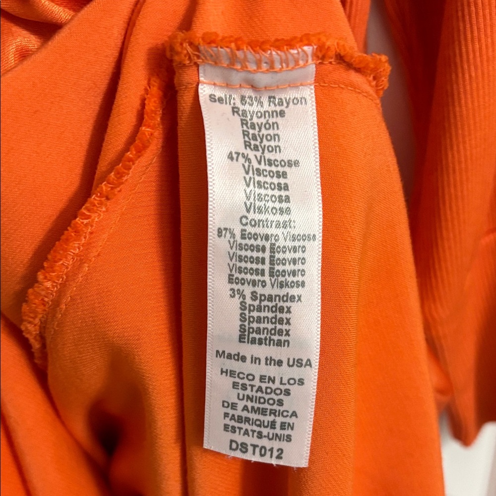 Michael Stars Nadia Mixed Fabric Satin Dress in Heatwave Orange Size Small - Picture 7 of 7